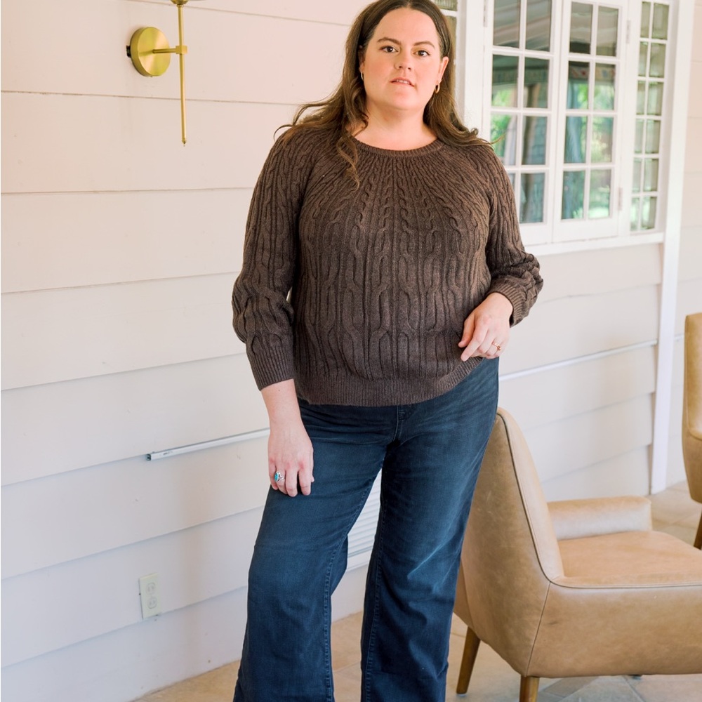 Lane Bryant Brown Crew Neck Sweater Relaxed Fit